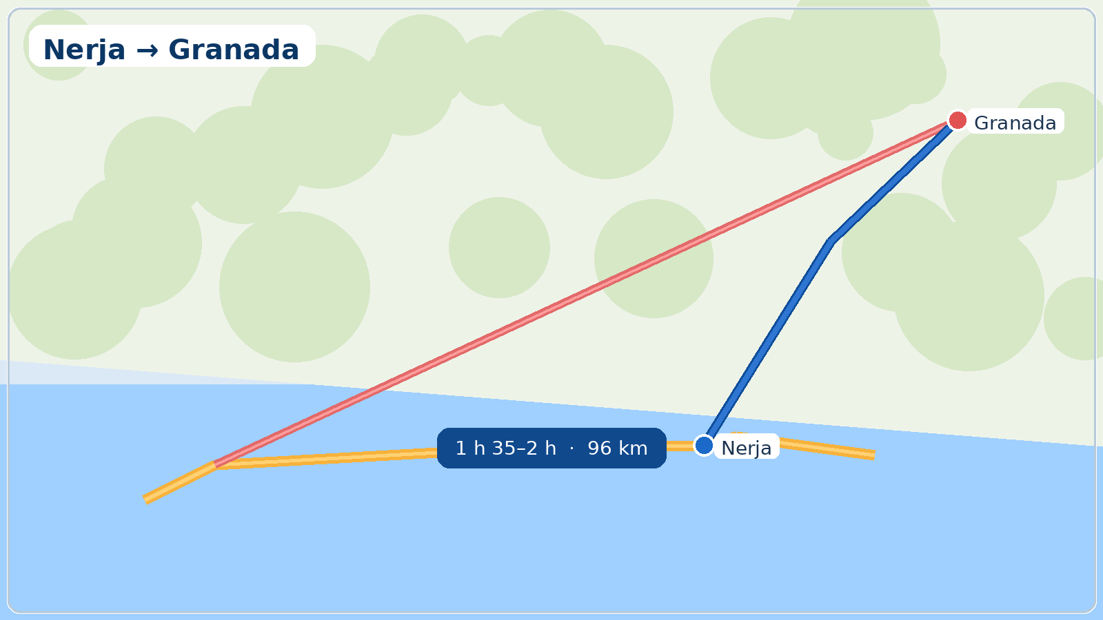 Как добраться из Nerja в Granada map
